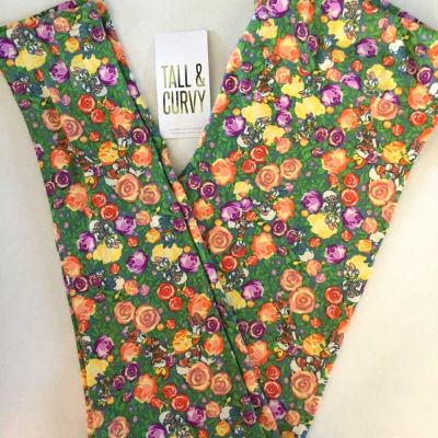 NWT LuLaRoe Disney TC Hidden DAISY DUCK Bright ROSE Garden Floral Leggings